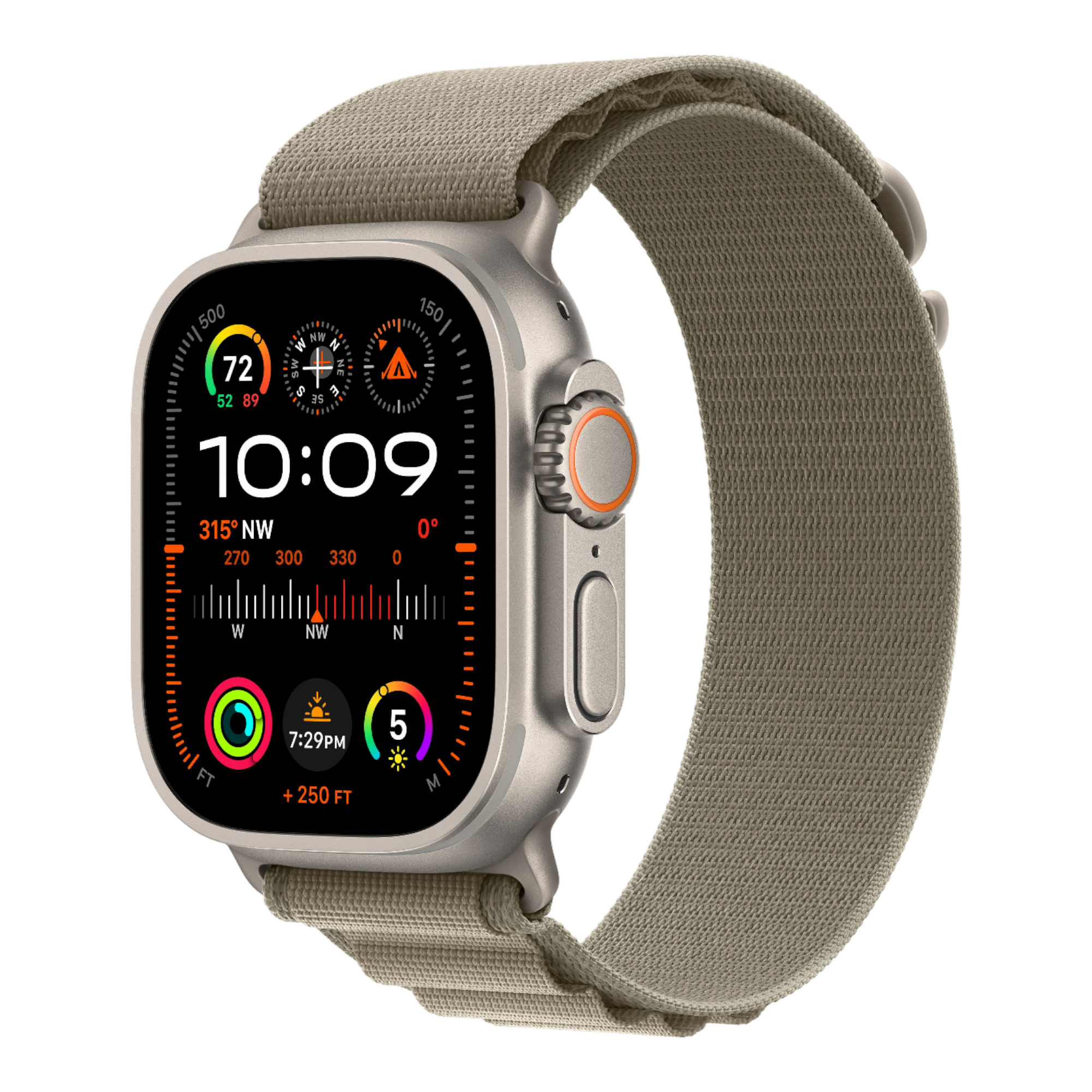Apple Watch Ultra 2 GPS + Cellular, 49mm Titanium Case with Olive Alpine Loop - Small - alAsil